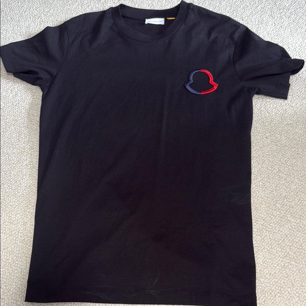 Moncler Black T-Shirt with Red and Blue Logo